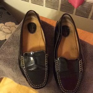 Clark’s patent leather loafers